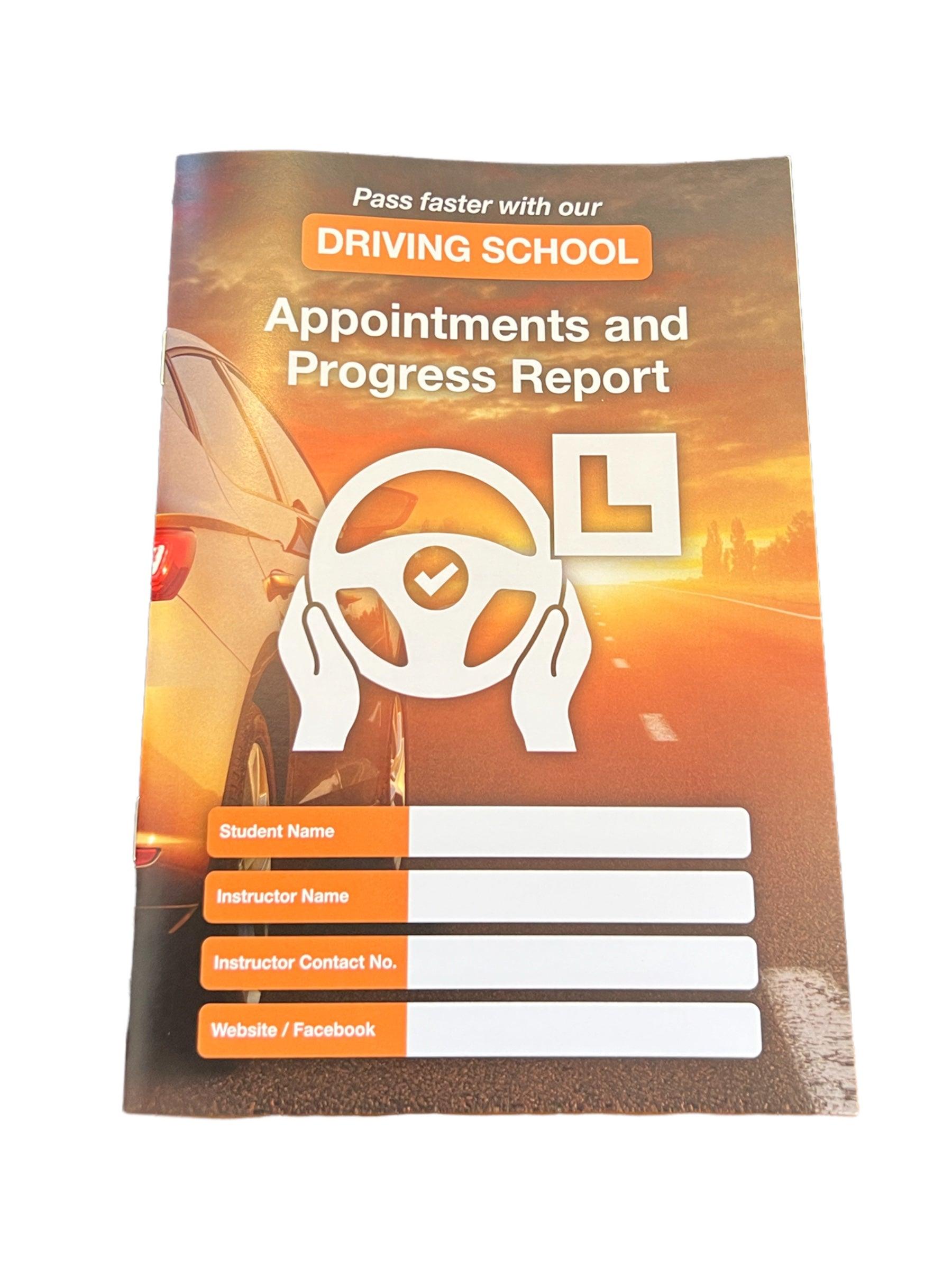 Driving Lessons Progress Report Planner & Appointment Card for Driving