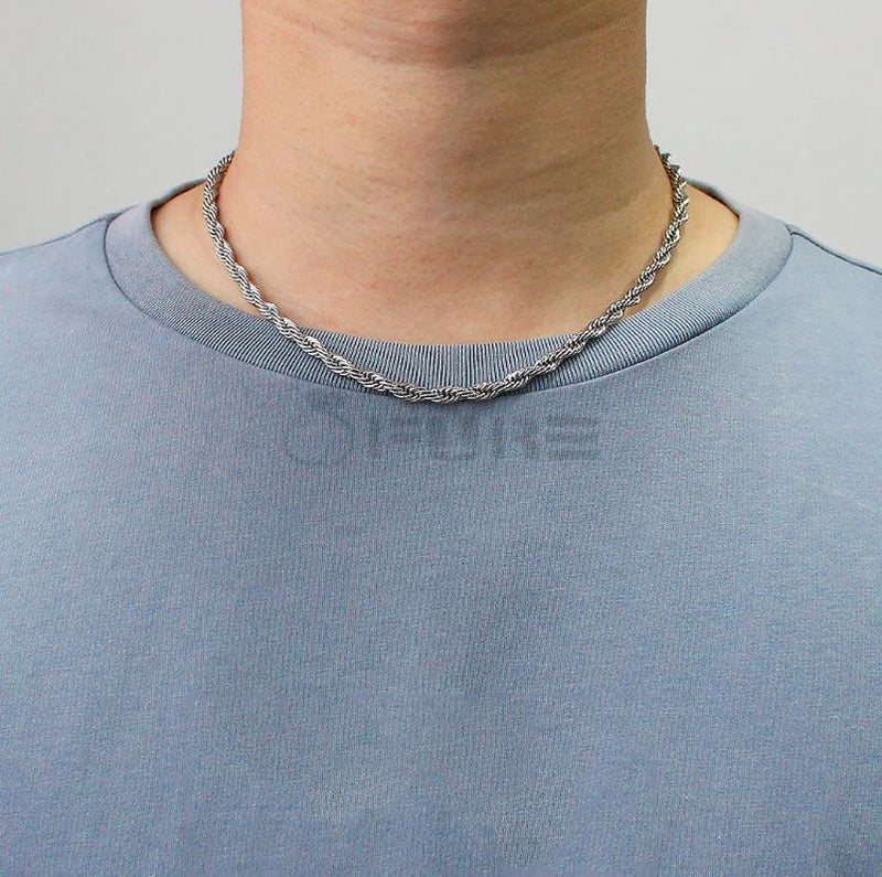 Load image into Gallery viewer, Women Men Gold Silver Twisted Rope Hip Hop Stainless Steel Long Chain Necklace