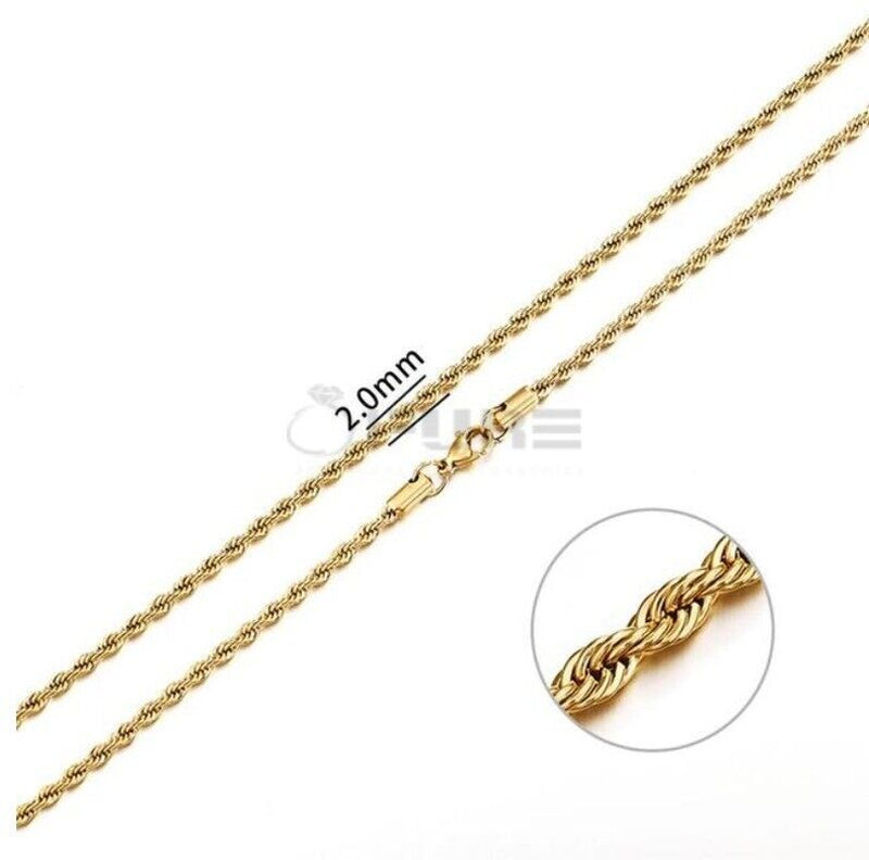 Load image into Gallery viewer, Women Men Gold Silver Twisted Rope Hip Hop Stainless Steel Long Chain Necklace