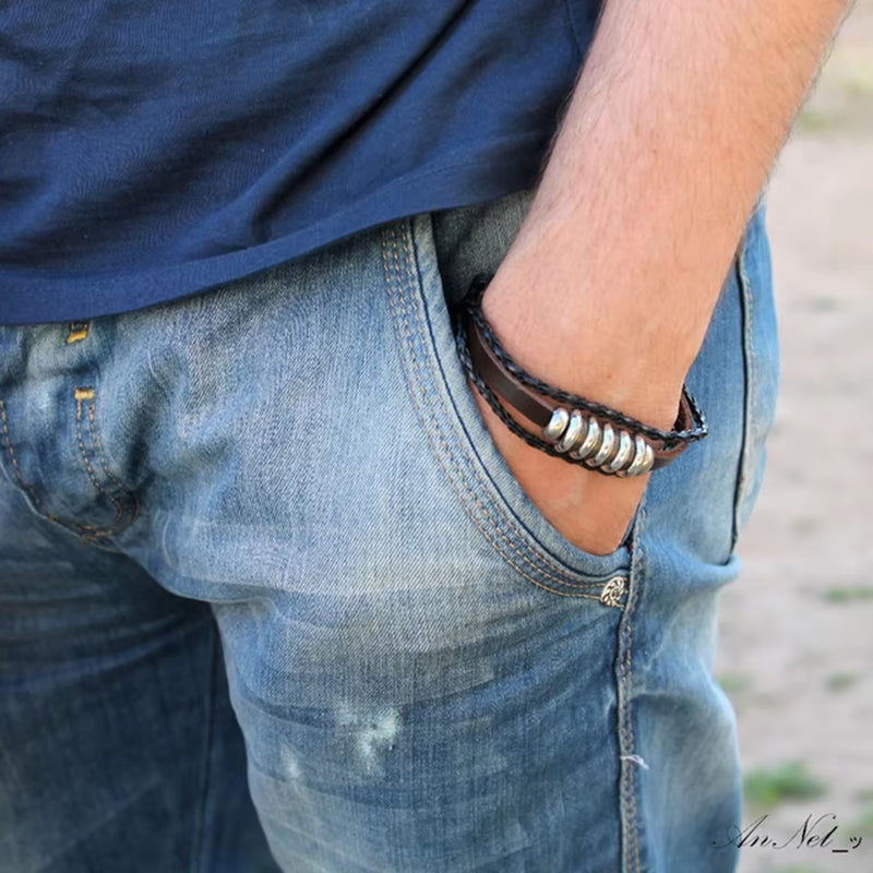 Load image into Gallery viewer, Leather Bracelets for Women Men Jewelry Handmade Wing Charm Pulseira Masculina Pulseira Feminina Bileklik Bracelet Men Femme New