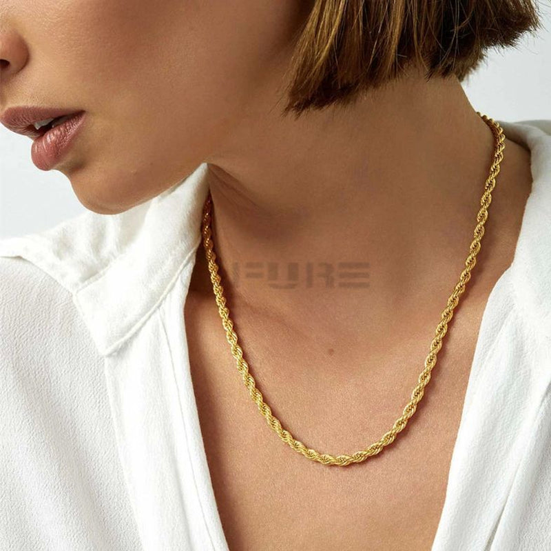 Load image into Gallery viewer, Women Men Gold Silver Twisted Rope Hip Hop Stainless Steel Long Chain Necklace