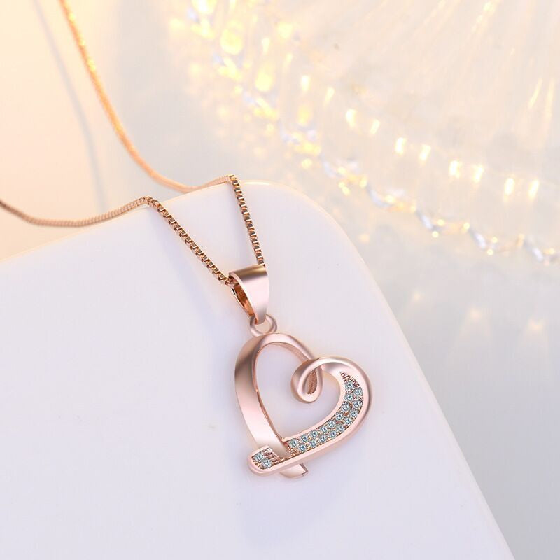Load image into Gallery viewer, 925 Sterling Silver Crystal Heart Pendant Necklace Women Girls Jewellery Gift