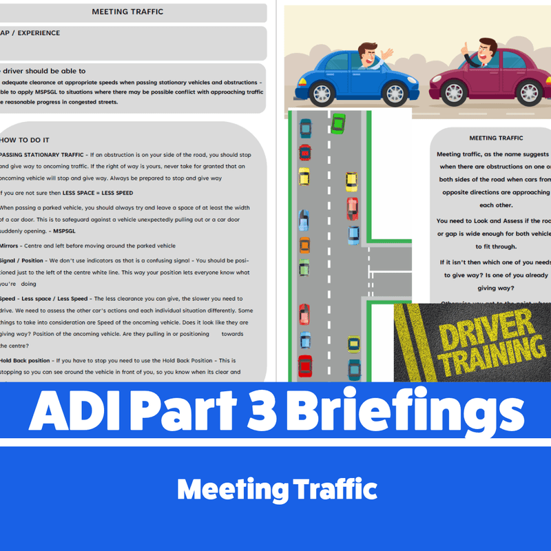 Load image into Gallery viewer, Adi part 3 bite-size briefings and lesson plans - Meeting and Anticipation
Not happy with your part 3 training?
Feel you have gaps in your knowledge?
Already Failed the ADI Part 3 Test?
🔹 Struggling with certain subjects?