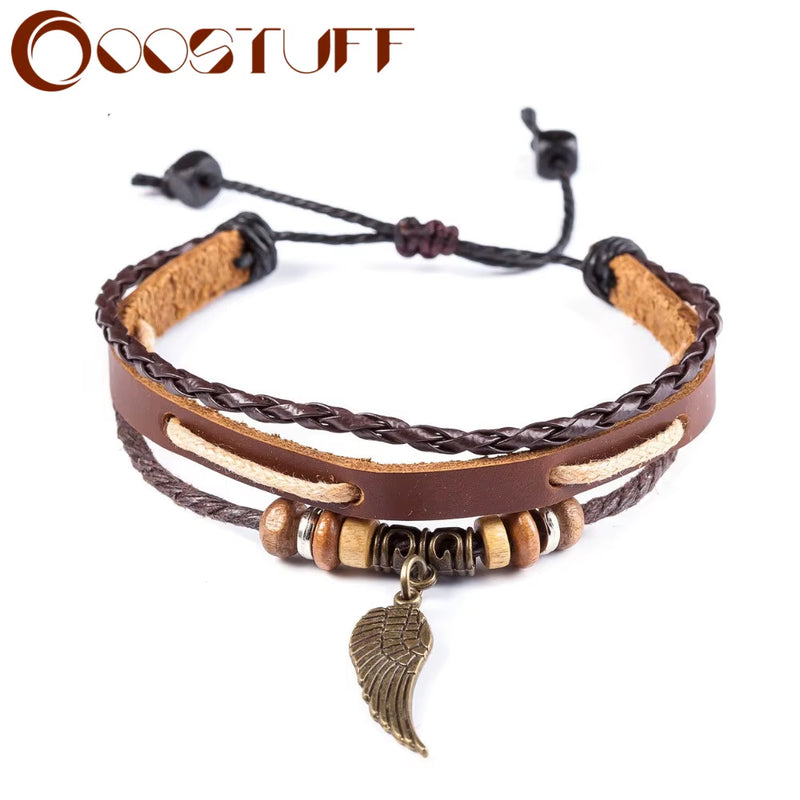 Load image into Gallery viewer, Leather Bracelets for Women Men Jewelry Handmade Wing Charm Pulseira Masculina Pulseira Feminina Bileklik Bracelet Men Femme New