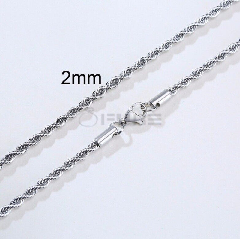 Load image into Gallery viewer, Women Men Gold Silver Twisted Rope Hip Hop Stainless Steel Long Chain Necklace