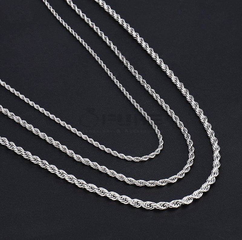 Load image into Gallery viewer, Women Men Gold Silver Twisted Rope Hip Hop Stainless Steel Long Chain Necklace