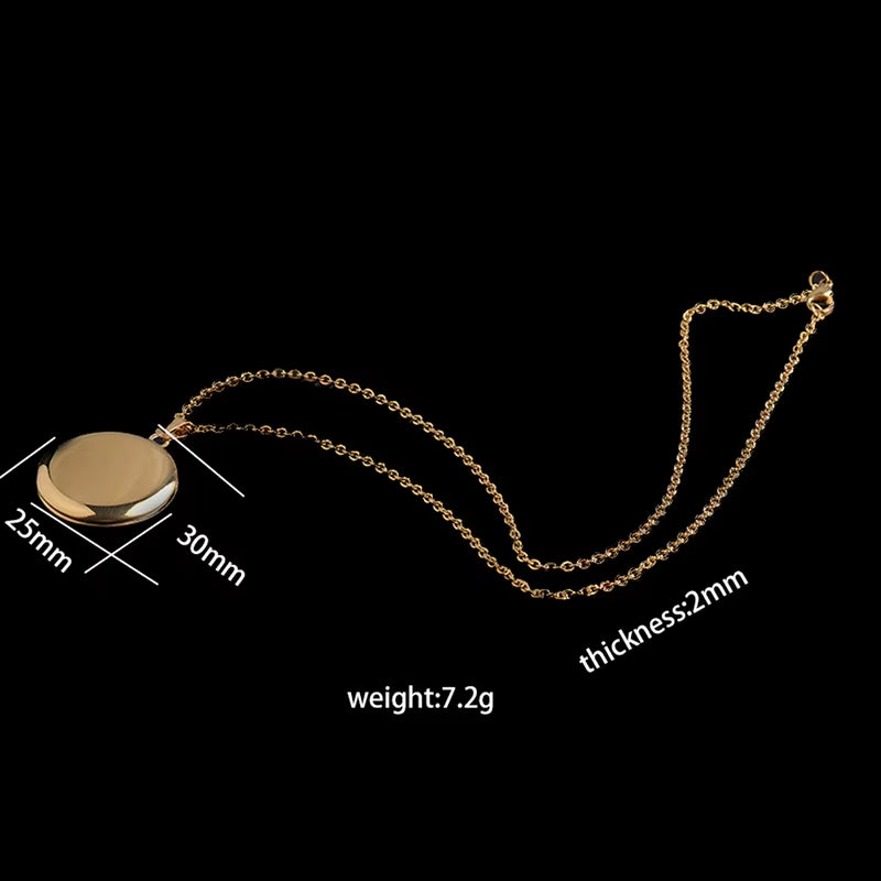 Load image into Gallery viewer, Stainless Steel Circular Locket Pendants for Women Men Openable Photo Frame Glossy Stainless Steel Necklaces