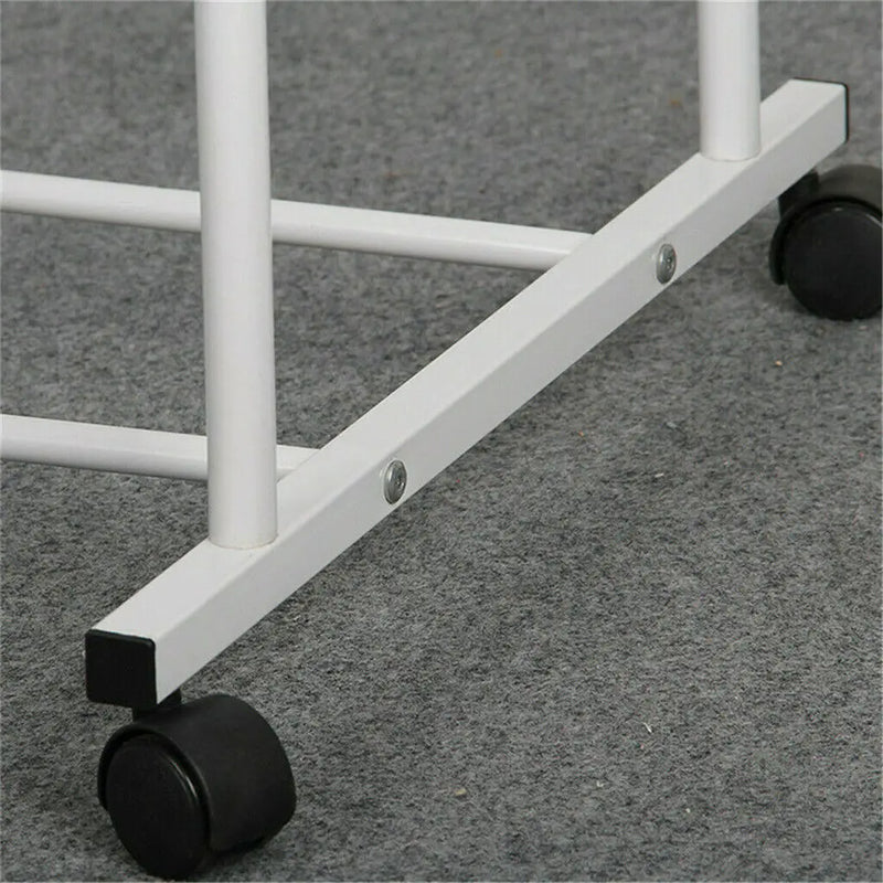 Load image into Gallery viewer, 1.5M Large Clothes Rack Double Rail Rolling Stand Shoes Rack Storage Shelf White