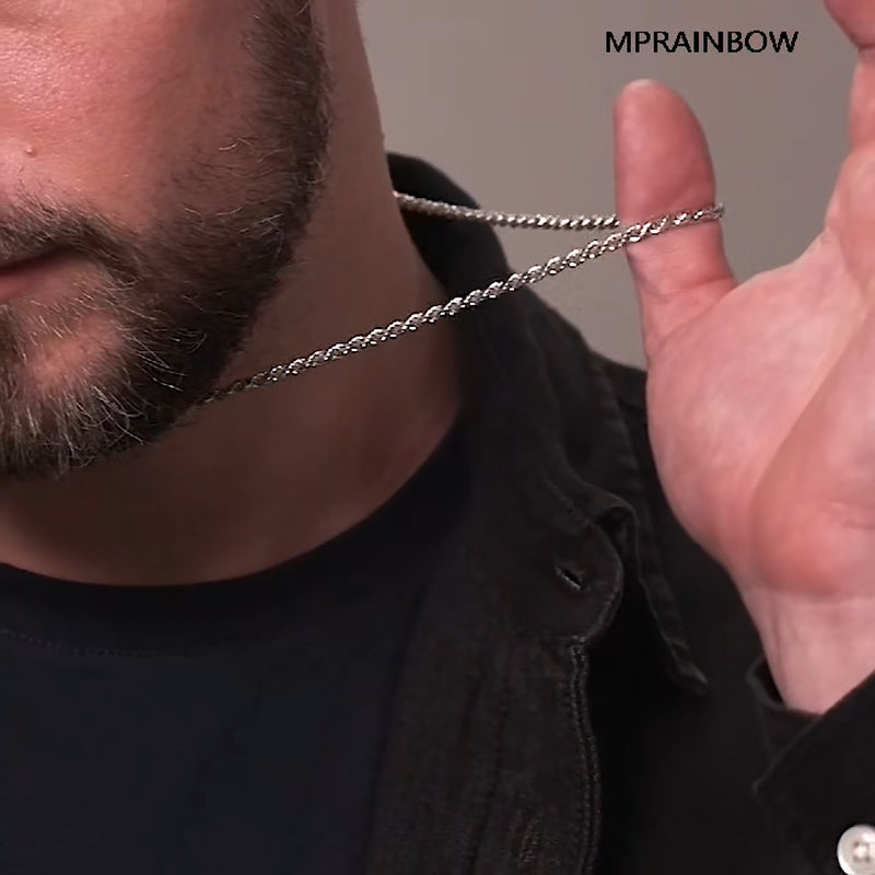 Load image into Gallery viewer, Women Men Gold Silver Twisted Rope Hip Hop Stainless Steel Long Chain Necklace