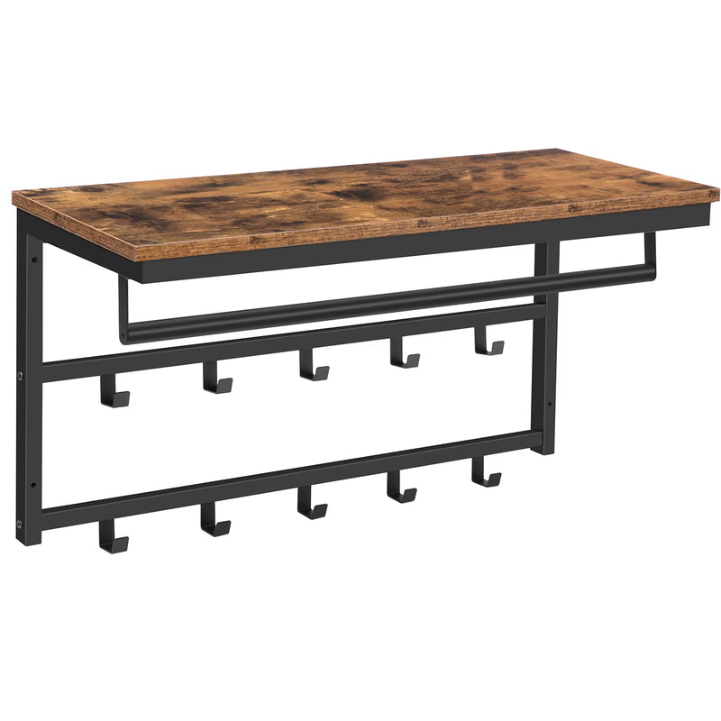 Load image into Gallery viewer, Coat Rack Wall-Mounted, Coat Hook with 10 Hooks and Shelf Hanging Rail