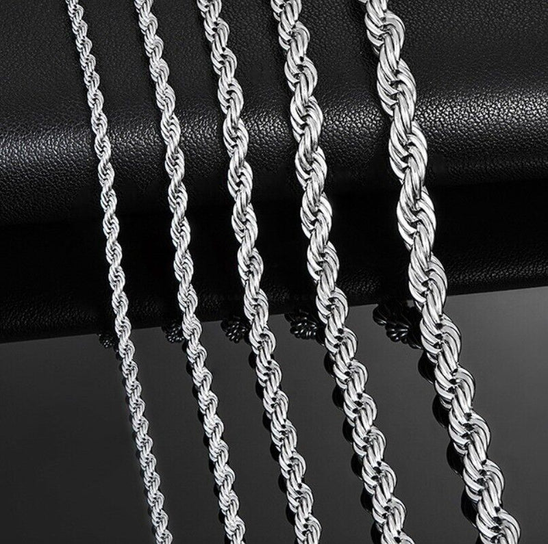 Load image into Gallery viewer, Women Men Gold Silver Twisted Rope Hip Hop Stainless Steel Long Chain Necklace