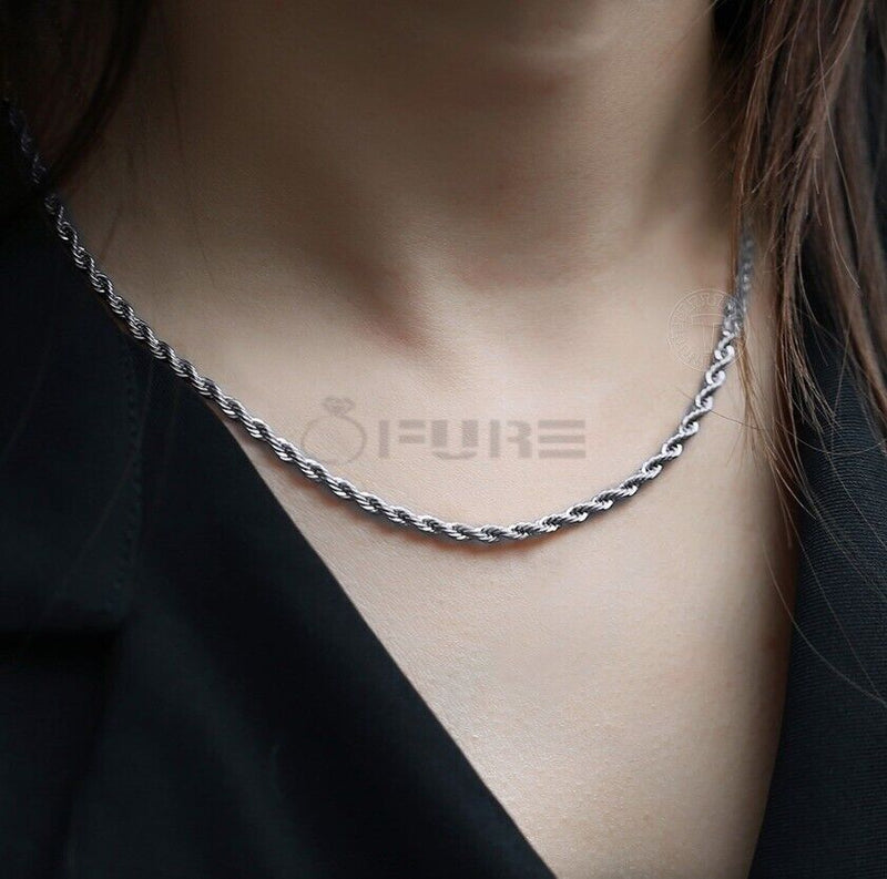 Load image into Gallery viewer, Women Men Gold Silver Twisted Rope Hip Hop Stainless Steel Long Chain Necklace