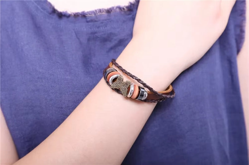 Load image into Gallery viewer, Leather Bracelets for Women Men Jewelry Handmade Wing Charm Pulseira Masculina Pulseira Feminina Bileklik Bracelet Men Femme New