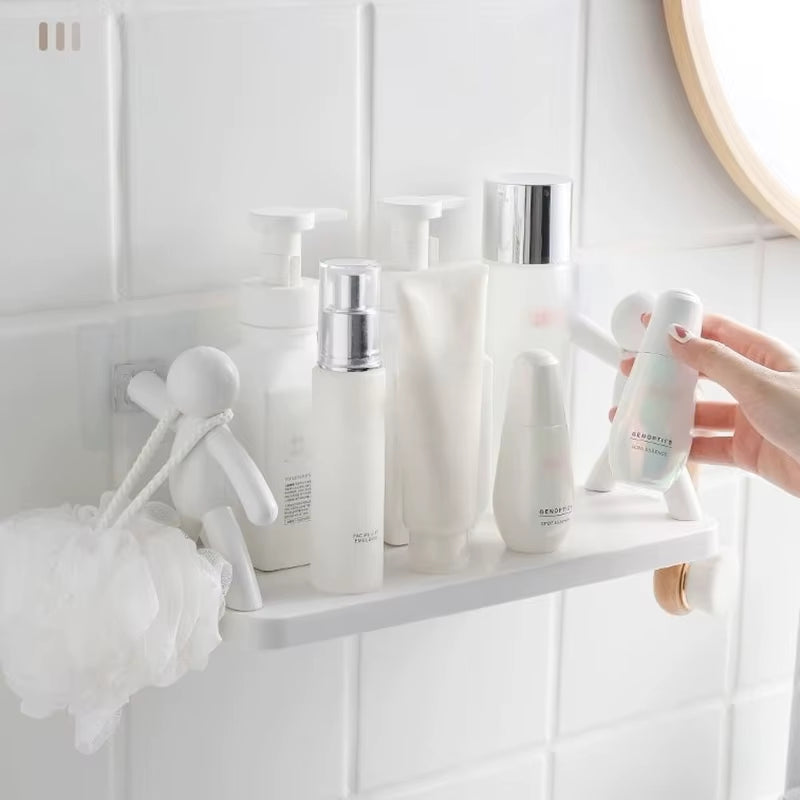 Load image into Gallery viewer, Self-Adhesive Bathroom Shampoo Storage Racks Plastic Shelf Storage Organization