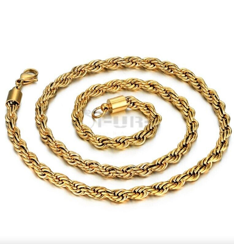 Load image into Gallery viewer, Women Men Gold Silver Twisted Rope Hip Hop Stainless Steel Long Chain Necklace