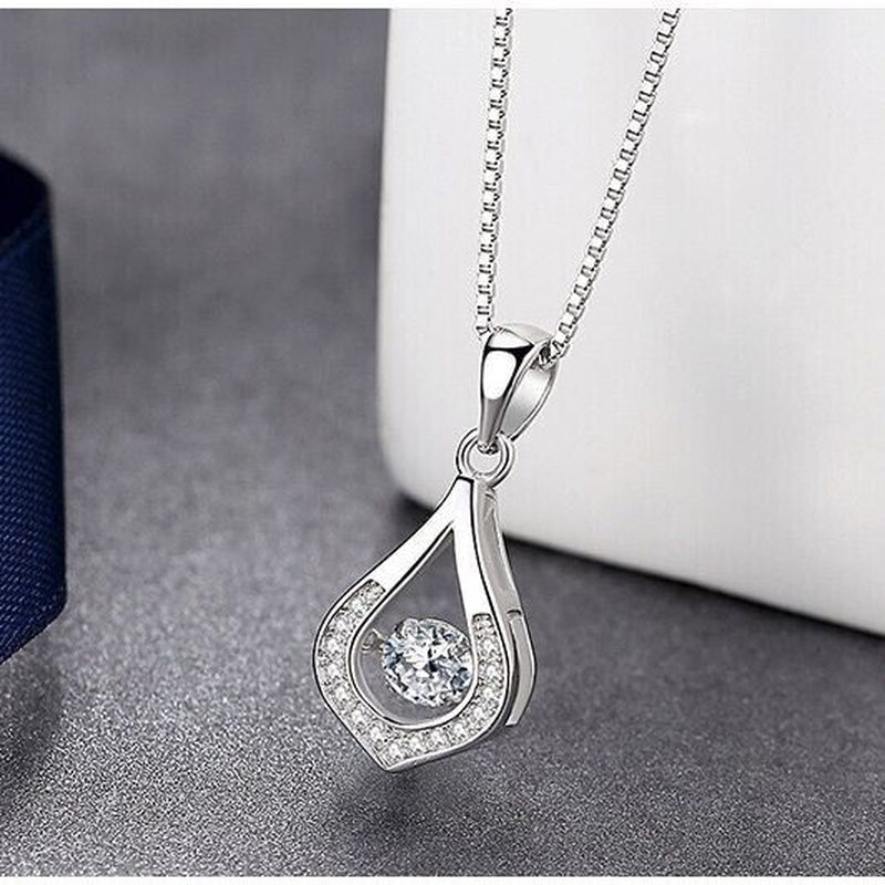 Load image into Gallery viewer, 925 Sterling Silver Crystal Water Drop Pendant Necklace Women Girls Jewellery UK