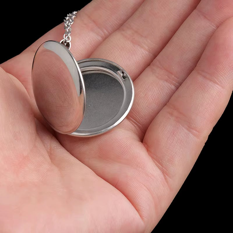 Load image into Gallery viewer, Stainless Steel Circular Locket Pendants for Women Men Openable Photo Frame Glossy Stainless Steel Necklaces