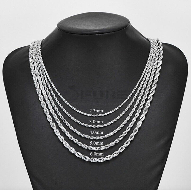 Load image into Gallery viewer, Women Men Gold Silver Twisted Rope Hip Hop Stainless Steel Long Chain Necklace