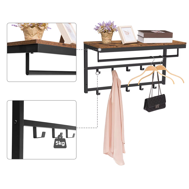 Load image into Gallery viewer, Coat Rack Wall-Mounted, Coat Hook with 10 Hooks and Shelf Hanging Rail