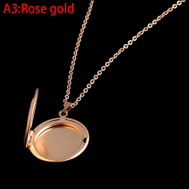Load image into Gallery viewer, Stainless Steel Circular Locket Pendants for Women Men Openable Photo Frame Glossy Stainless Steel Necklaces