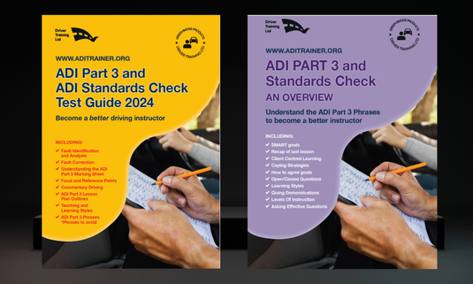 ADI PART 3 GUIDE TWINPACK
ADI Part 3 Test Guides - a twin pack of best selling books to help you understand what is required for the ADI Part 3 test and in the process help you to become a better teacher
The yellow book breaks down the ADI Part 3 marking sheet to help you understand more fully what is required