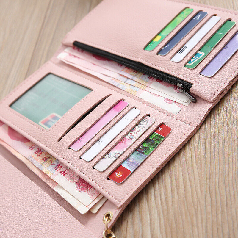 Load image into Gallery viewer, Women Ladies Leather Long Wallet Card Slot Key Holder Cash Coin Purse Clutch Bag