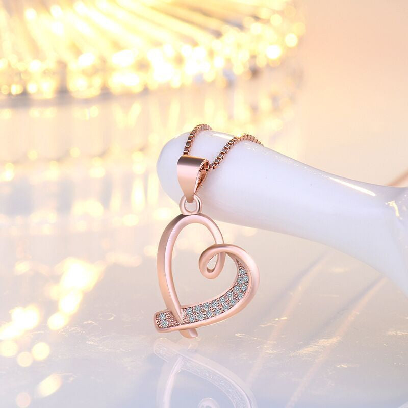 Load image into Gallery viewer, 925 Sterling Silver Crystal Heart Pendant Necklace Women Girls Jewellery Gift