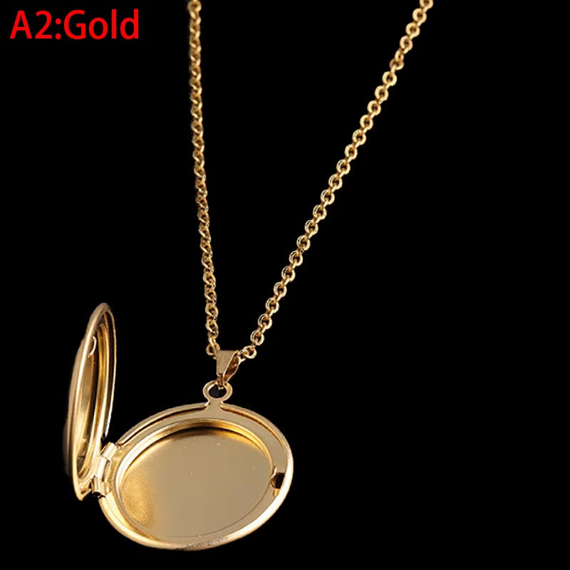 Load image into Gallery viewer, Stainless Steel Circular Locket Pendants for Women Men Openable Photo Frame Glossy Stainless Steel Necklaces