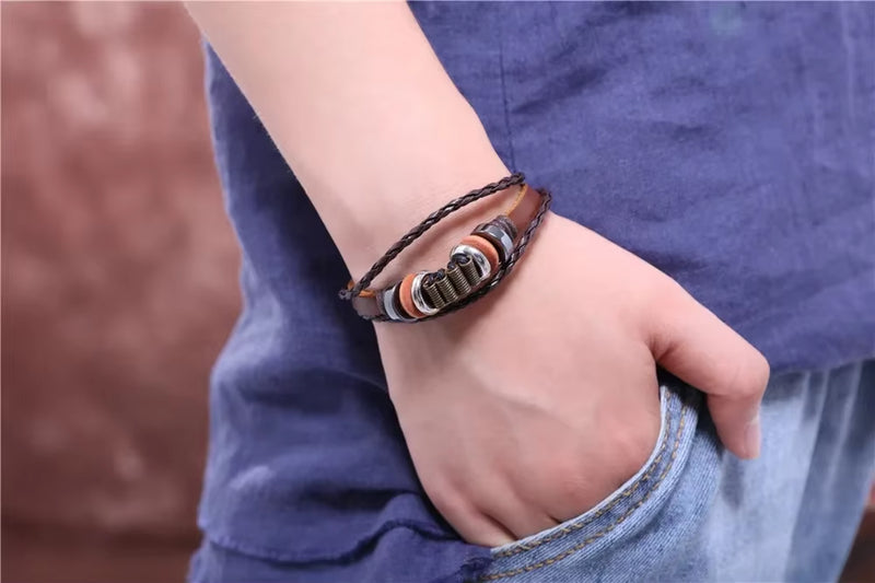 Load image into Gallery viewer, Leather Bracelets for Women Men Jewelry Handmade Wing Charm Pulseira Masculina Pulseira Feminina Bileklik Bracelet Men Femme New