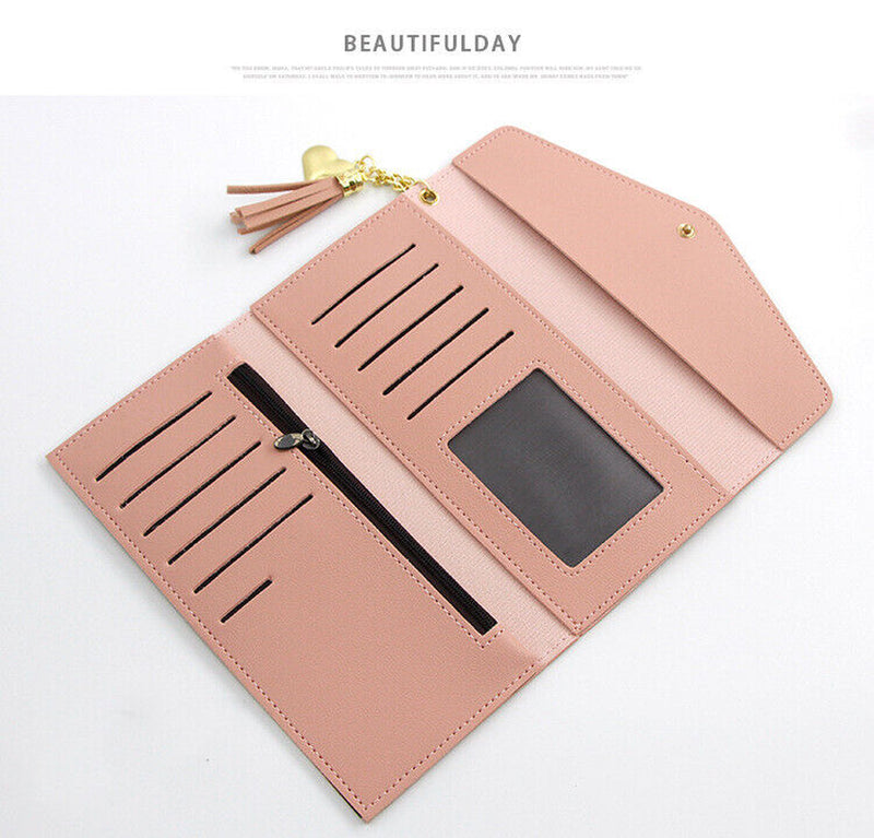 Load image into Gallery viewer, Women Ladies Leather Long Wallet Card Slot Key Holder Cash Coin Purse Clutch Bag
