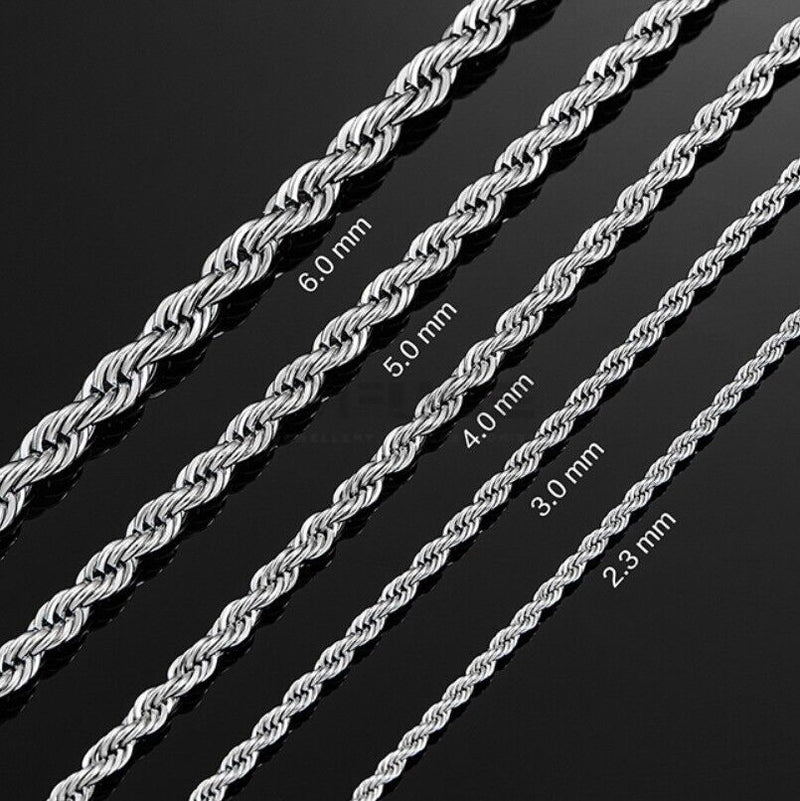 Load image into Gallery viewer, Women Men Gold Silver Twisted Rope Hip Hop Stainless Steel Long Chain Necklace