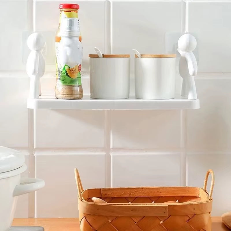 Load image into Gallery viewer, Self-Adhesive Bathroom Shampoo Storage Racks Plastic Shelf Storage Organization