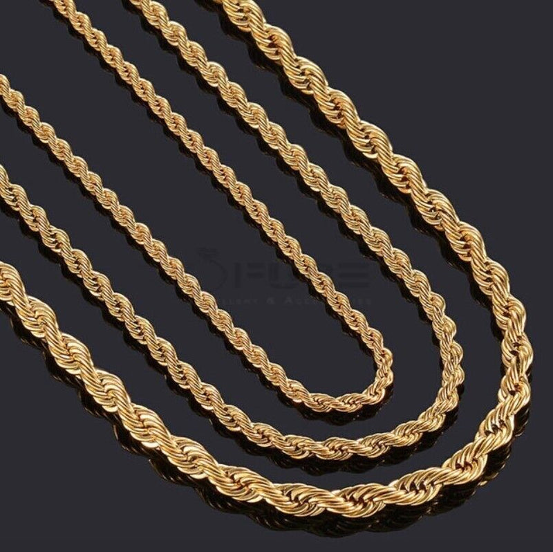 Load image into Gallery viewer, Women Men Gold Silver Twisted Rope Hip Hop Stainless Steel Long Chain Necklace
