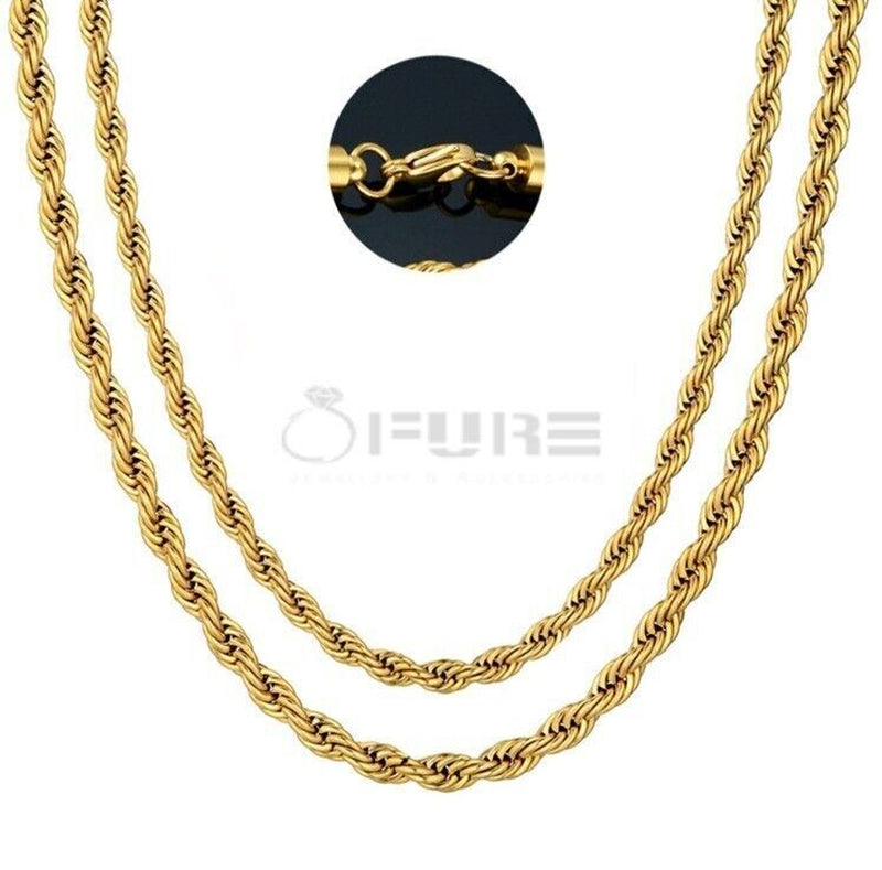 Load image into Gallery viewer, Women Men Gold Silver Twisted Rope Hip Hop Stainless Steel Long Chain Necklace