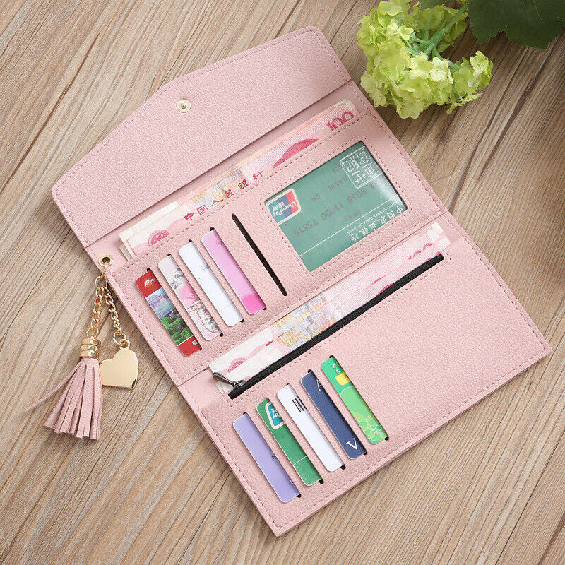 Load image into Gallery viewer, Women Ladies Leather Long Wallet Card Slot Key Holder Cash Coin Purse Clutch Bag