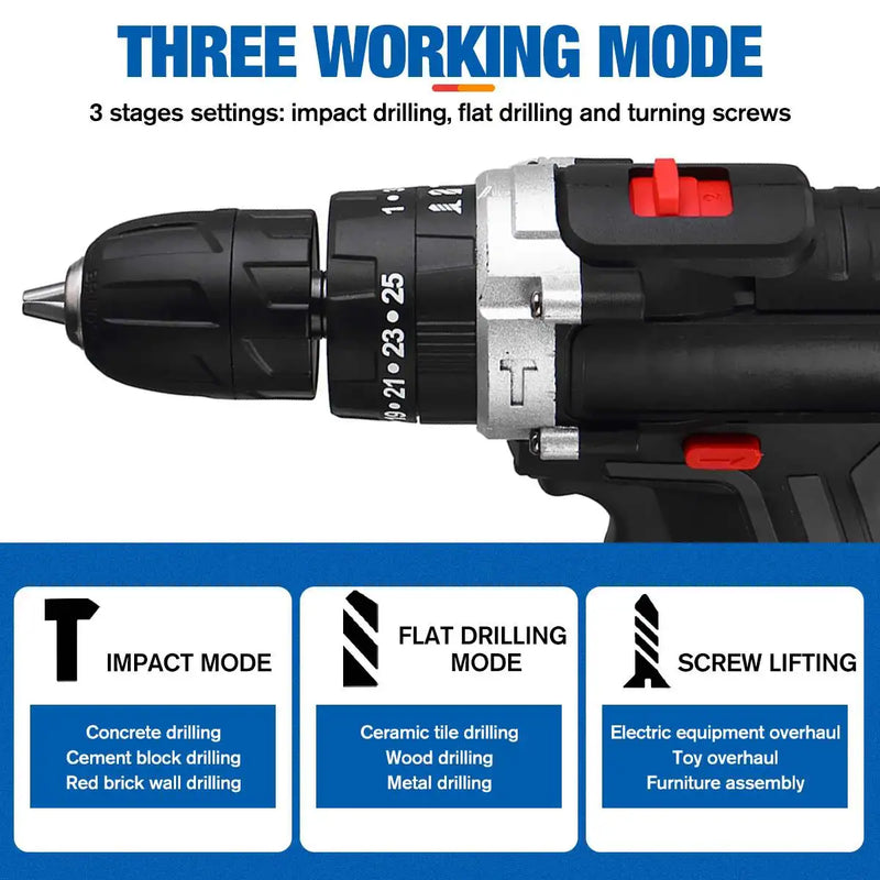 Load image into Gallery viewer, 21V Cordless Impact Drill Electric Screwdriver Electric Hammer Drill Mini Wireless