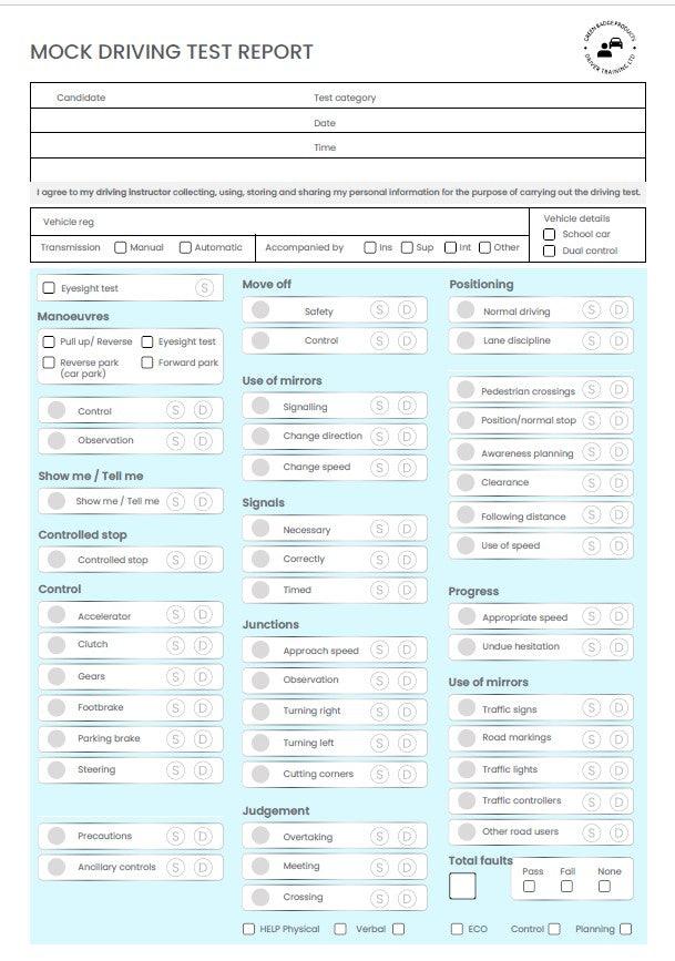 Load image into Gallery viewer, driving test marking sheet