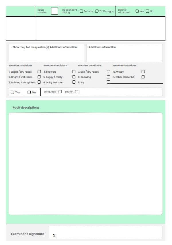 Load image into Gallery viewer, driving school mock driving test marking sheet