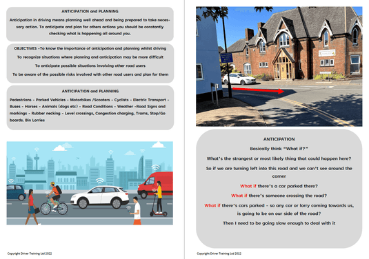 ADI Part 3 meeting and anticipation driving instructor lesson plan diagrams