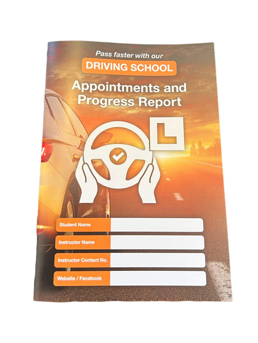 Driving Lessons Progress Report Planner & Appointment Card for Driving Schools