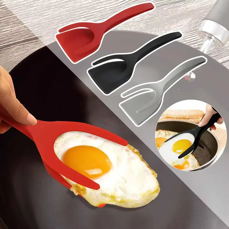 Load image into Gallery viewer, 2-In-1 Kitchen Accessories Kitchen Gadget Sets Omelette Spatula Kitchen Silicone Spatula for Toast Pancake Egg Flip Tongs Cocina
