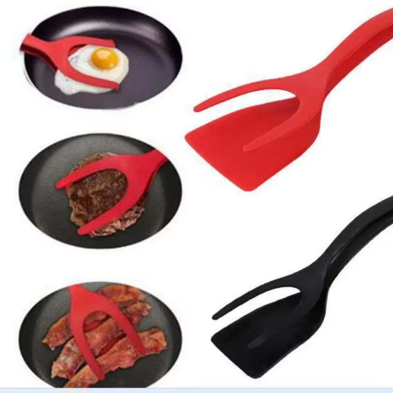 Load image into Gallery viewer, 2-In-1 Kitchen Accessories Kitchen Gadget Sets Omelette Spatula Kitchen Silicone Spatula for Toast Pancake Egg Flip Tongs Cocina
