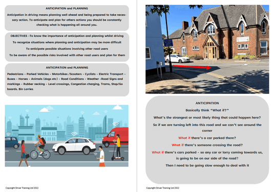 ADI Part 3 meeting and anticipation driving instructor lesson plan diagrams-Driver Training Ltd