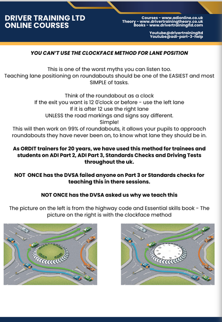 how to teach roundabouts using the clock face method