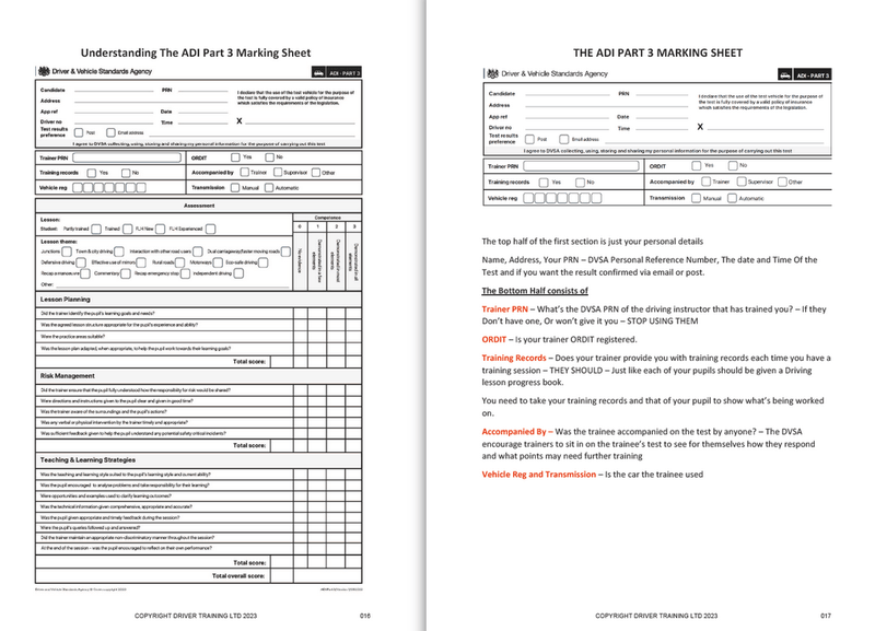 adi part 3 marking sheet explained