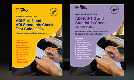 ADI PART 3 GUIDE TWINPACK

ADI Part 3 Test Guides - a twin pack of best selling books to help you understand what is required for the ADI Part 3 test and in the process help you to become a better teacher

The yellow book breaks down the ADI Part 3 marking sheet to help you understand more fully what is required