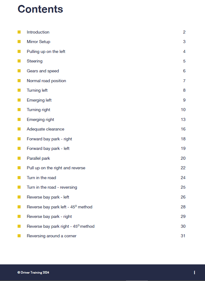 Driving References Driving Instructor Reference Points Guide A5