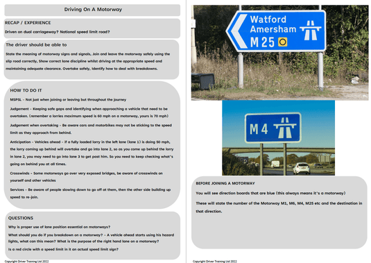 ADI Part 3 teaching driving on motorway uk