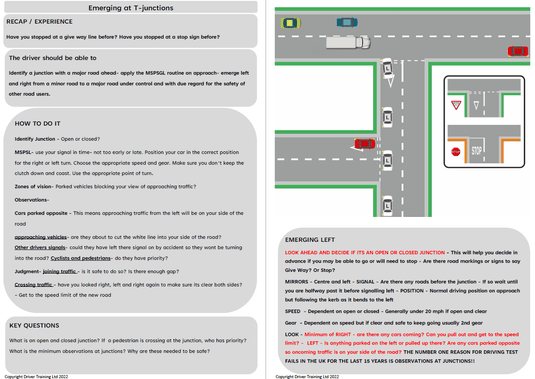 Driving instructor lesson Plans ADI Part 3 Turning Emerging, junctions